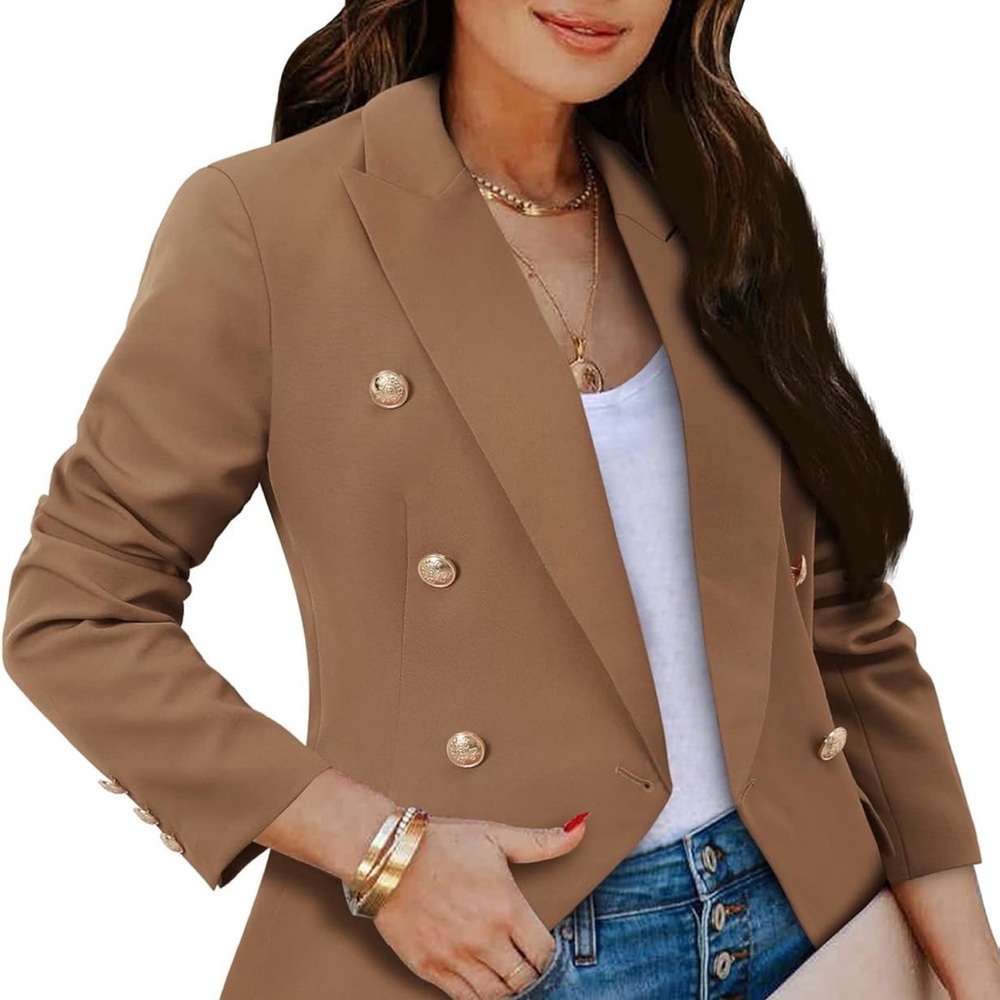 Tan Double-Breasted Blazer CHIC new with tags
